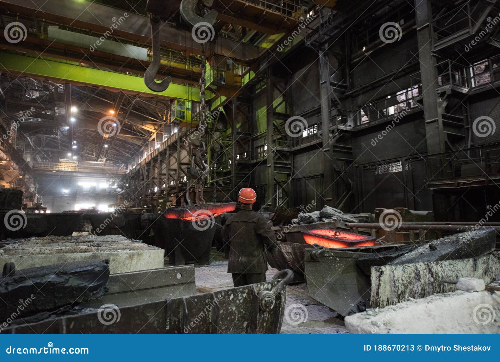 Steelworker At Work At A Steel Mill Stock Image Image of iron