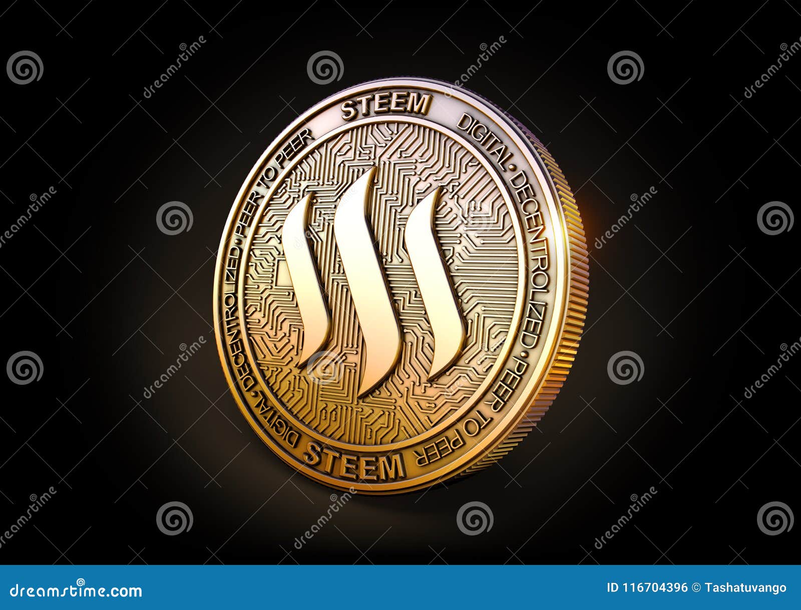 Steem - Cryptocurrency Coin. 3D Rendering Stock ...