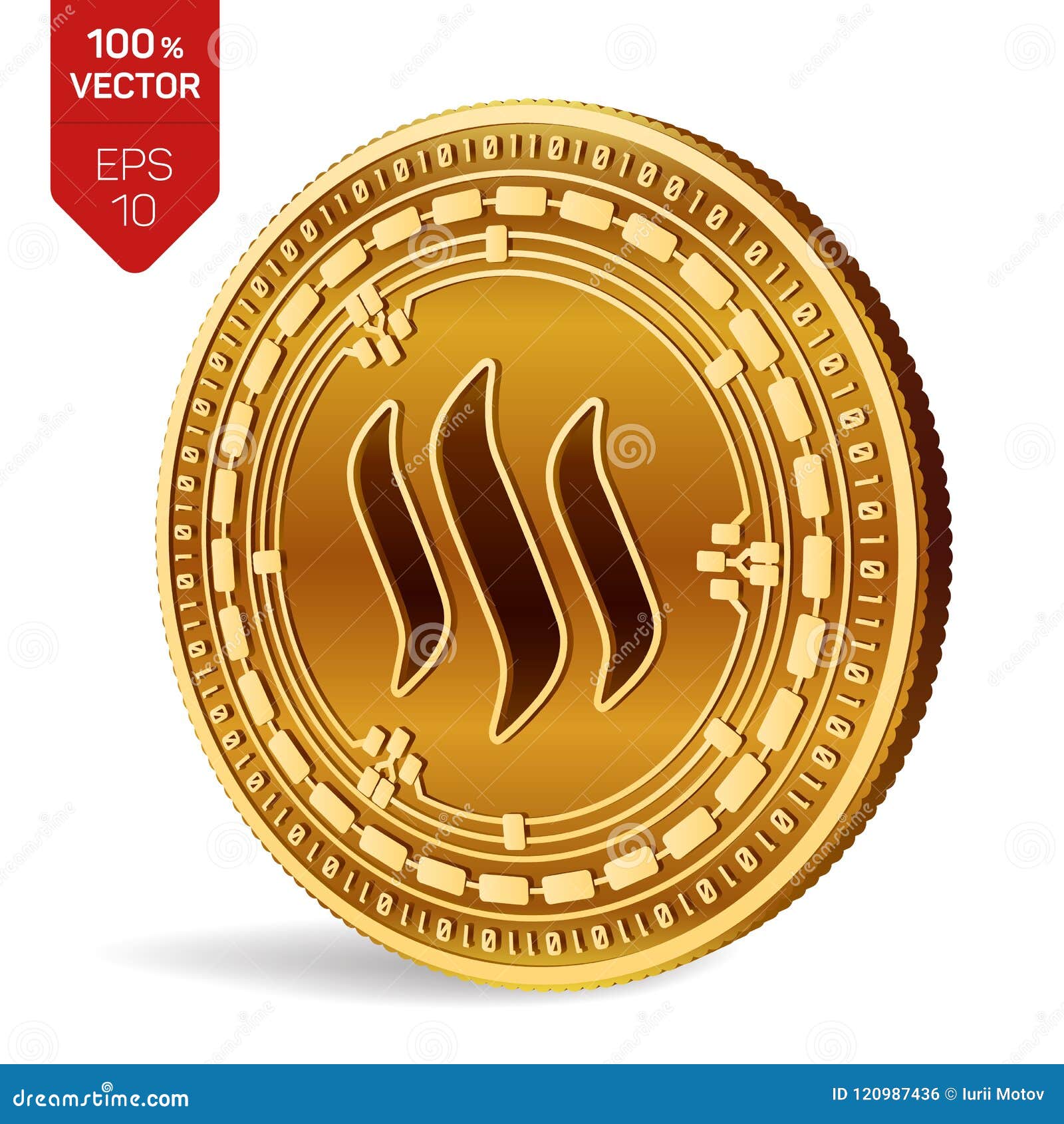 Steem. 3D Isometric Physical Coin. Digital Currency ...