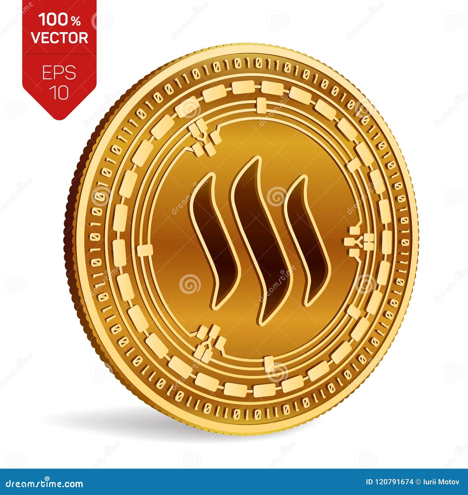 Steem. 3D Isometric Physical Coin. Digital Currency ...