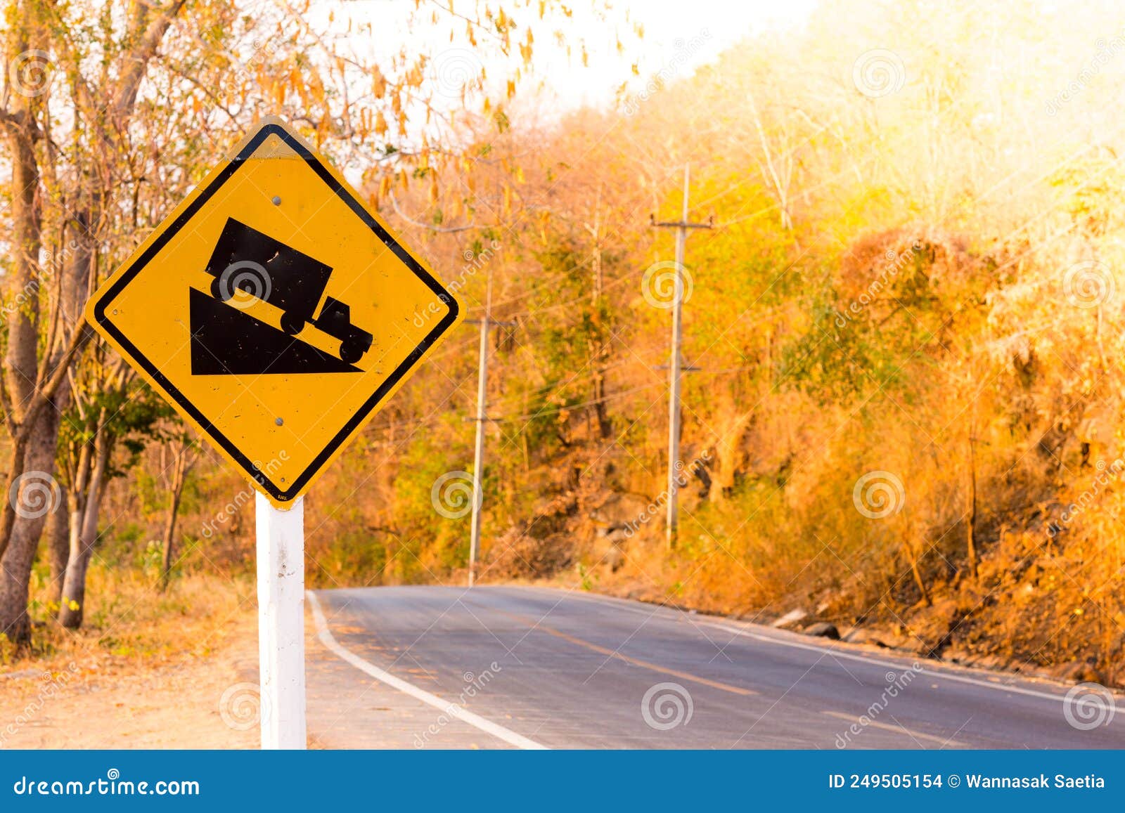 Steep Slope Road Traffic Sign Stock Photo - Image of sign, grade: 249505154