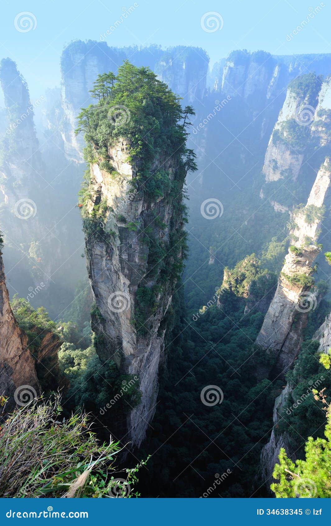 steep stone mountain at zhangjiajie