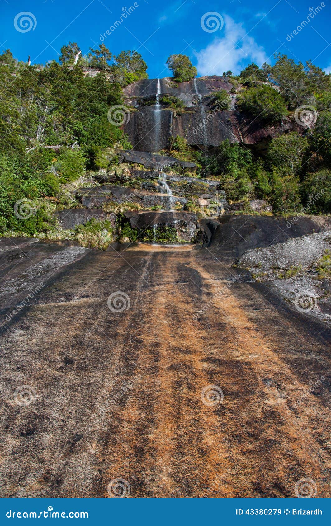 steep waterfall in carretera austral, highway 7, chile