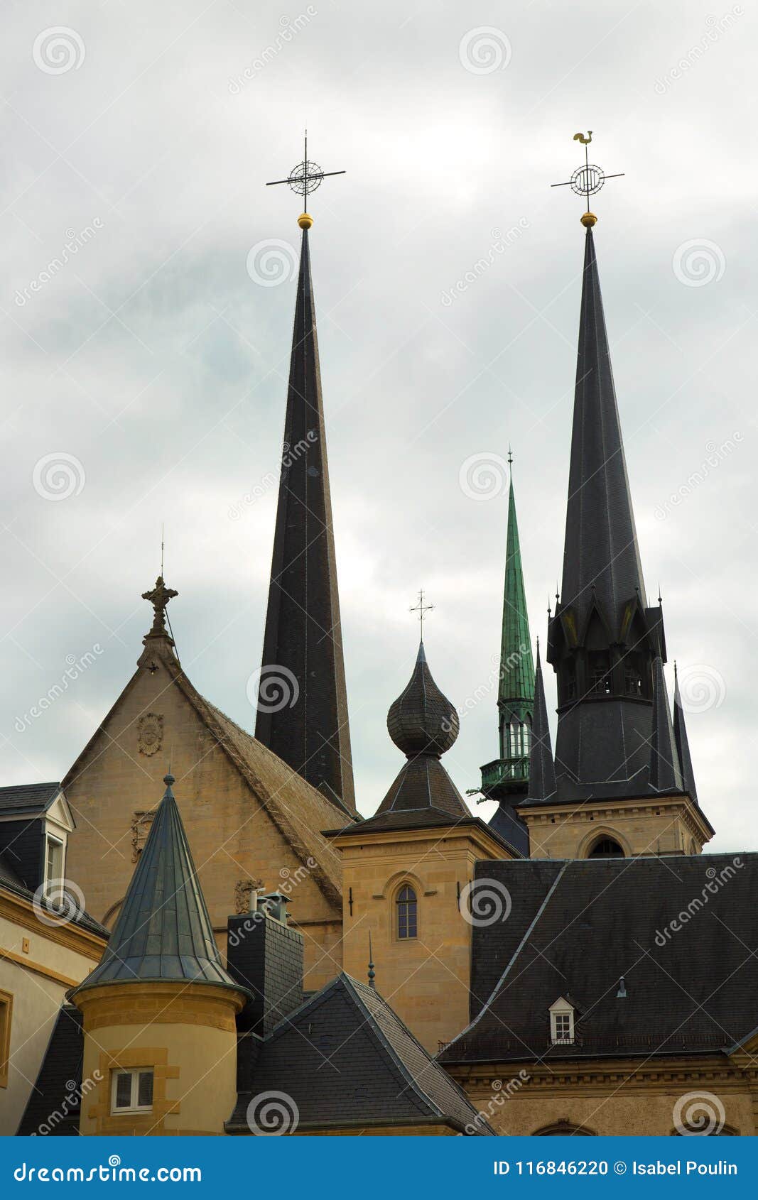 steeples in luxembourg in old town