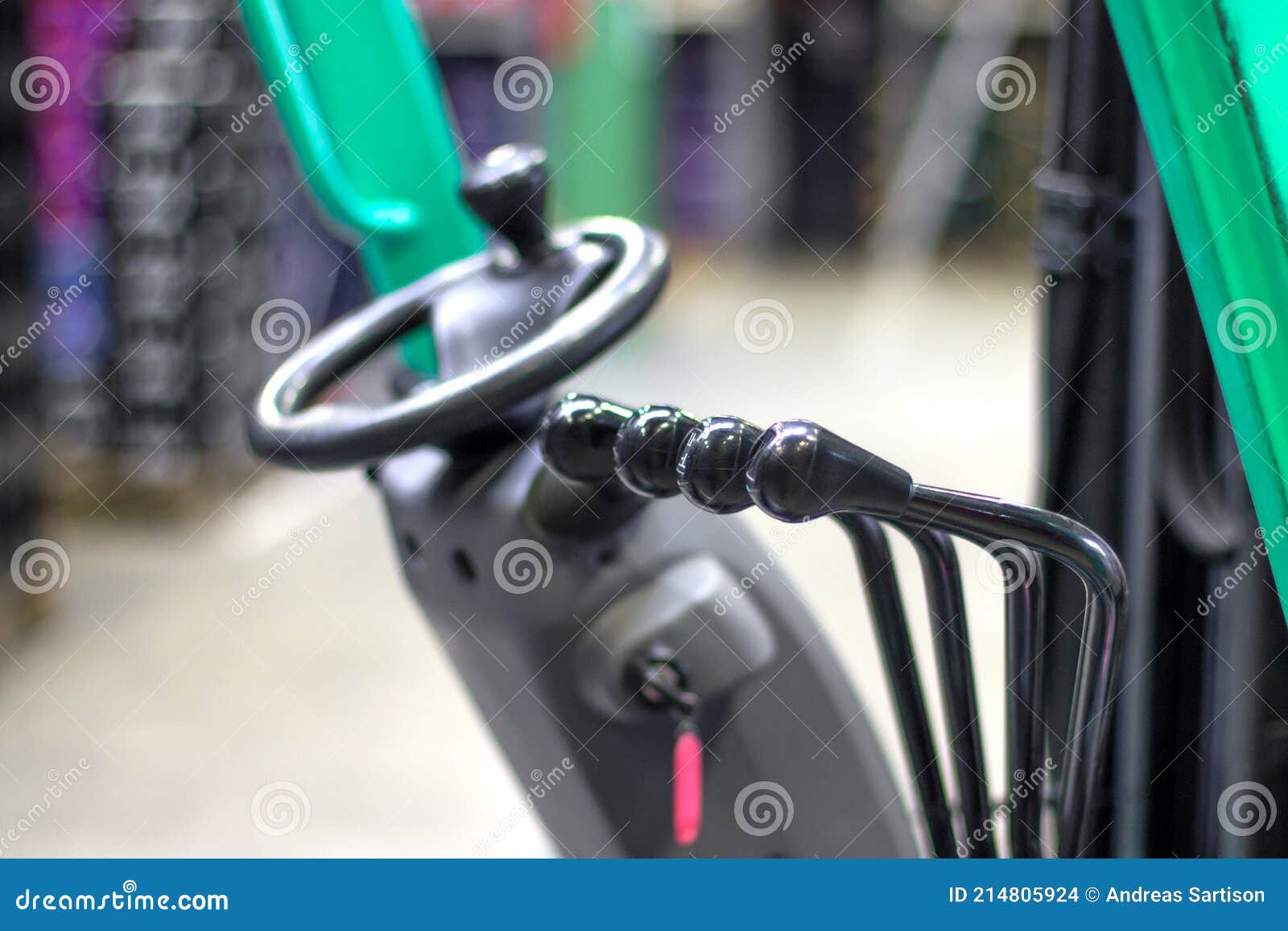 Steering and Cab of Forklift with Levers. in Stock, Steering and Cab