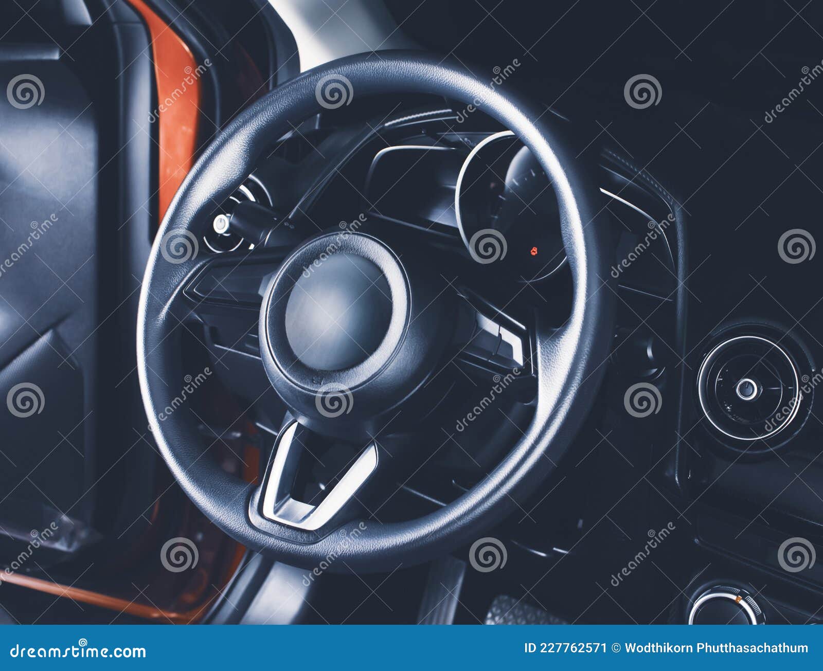 The Steering Wheel in the Car Driver Cockpit Stock Image Image of