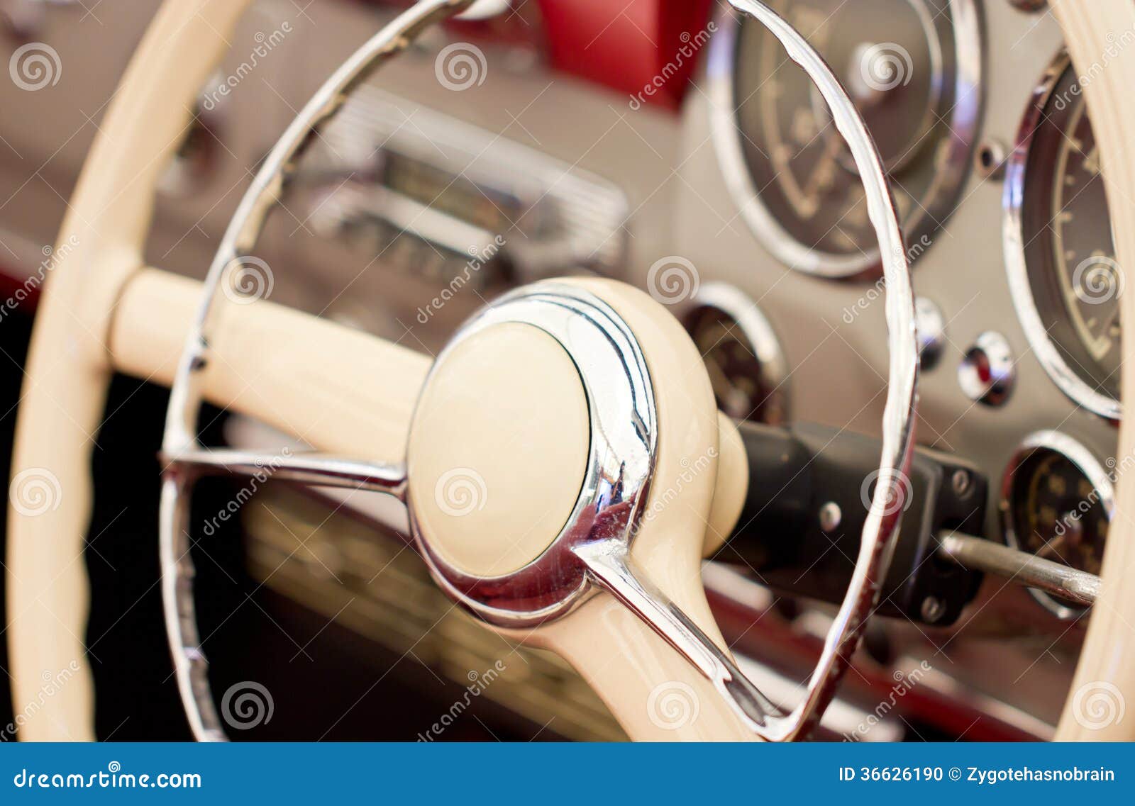 Steering Wheel on Classic Car. Stock Photo Image of inside, equipment