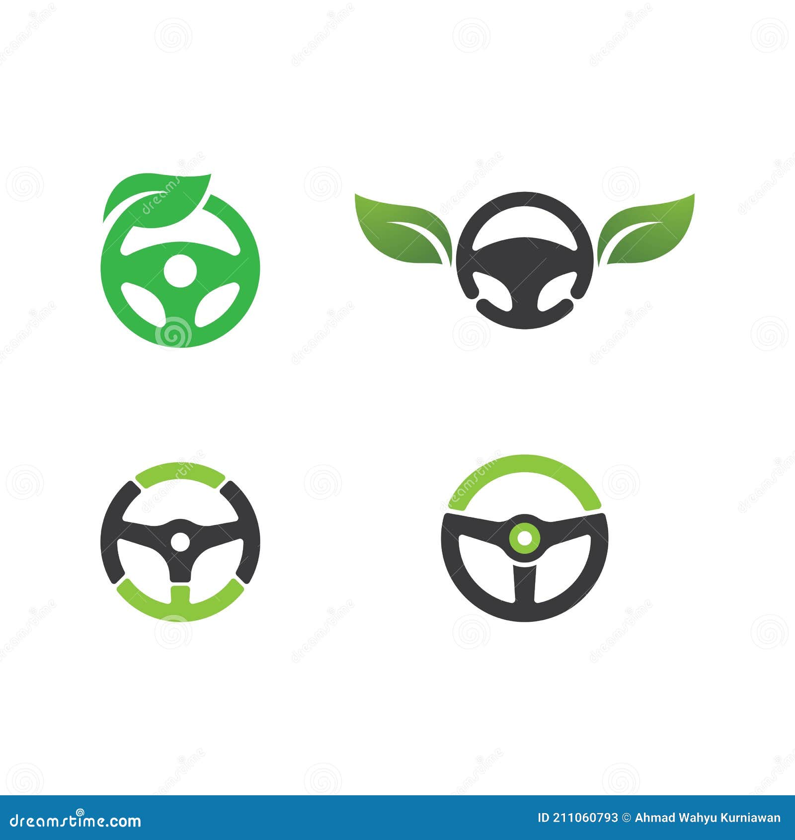Steering wheel green car stock vector. Illustration of circle 211060793