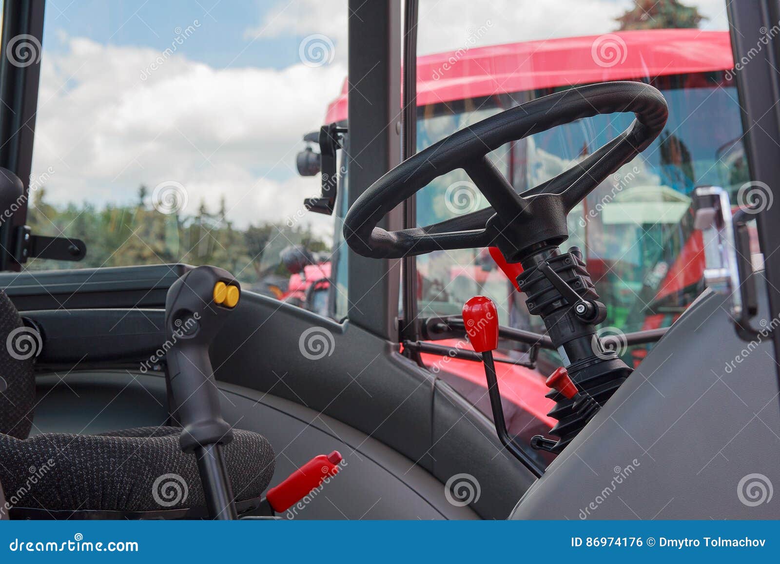 Steering Wheel and Levers in the Cab Closeup Stock Photo Image of