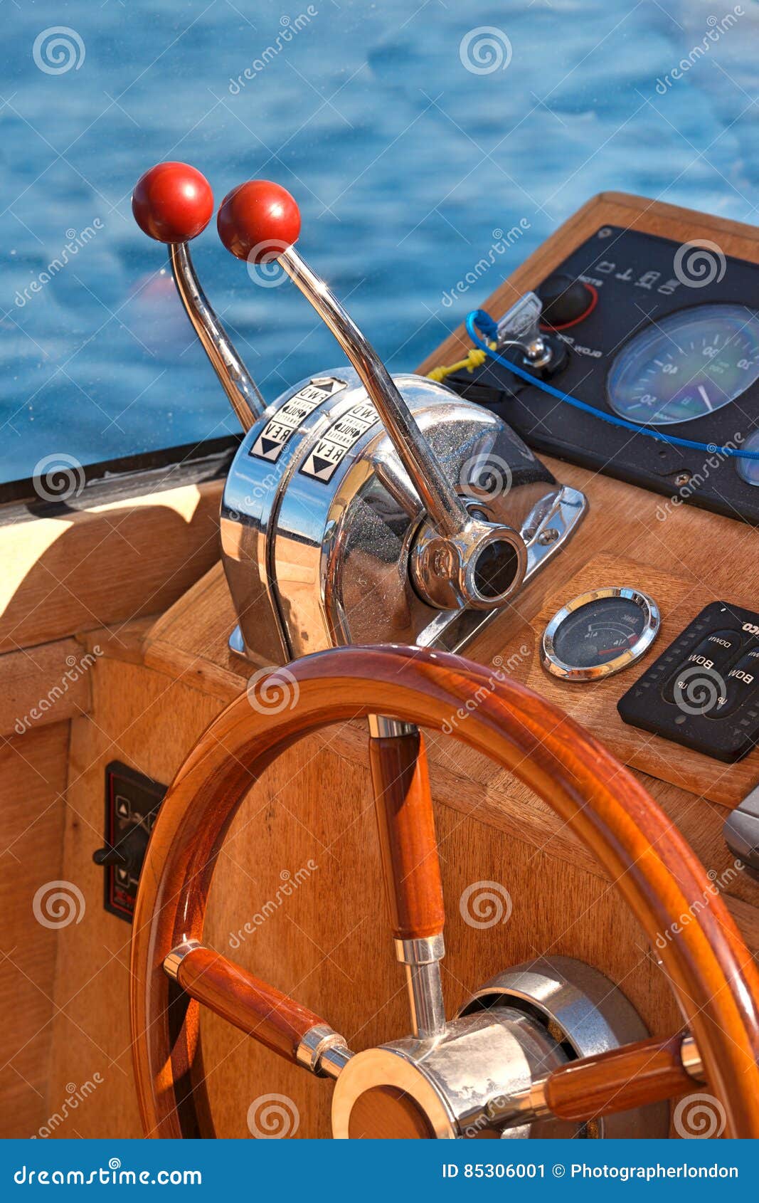 Steering Wheel on Luxury Boat Editorial Photo Image of rudder, blue