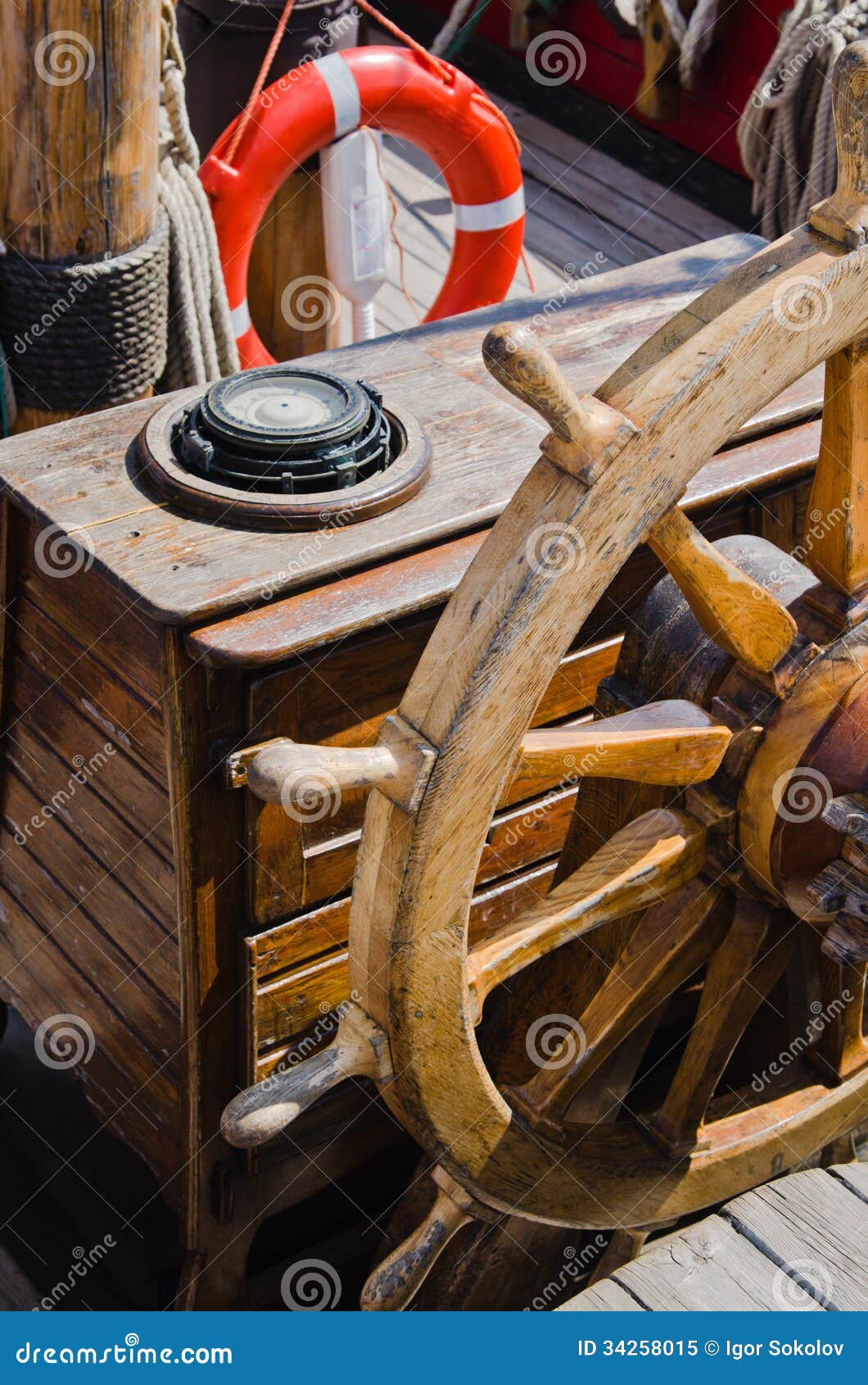 Steering Wheel of an Old Sailing Vessel Stock Image Image of ancient