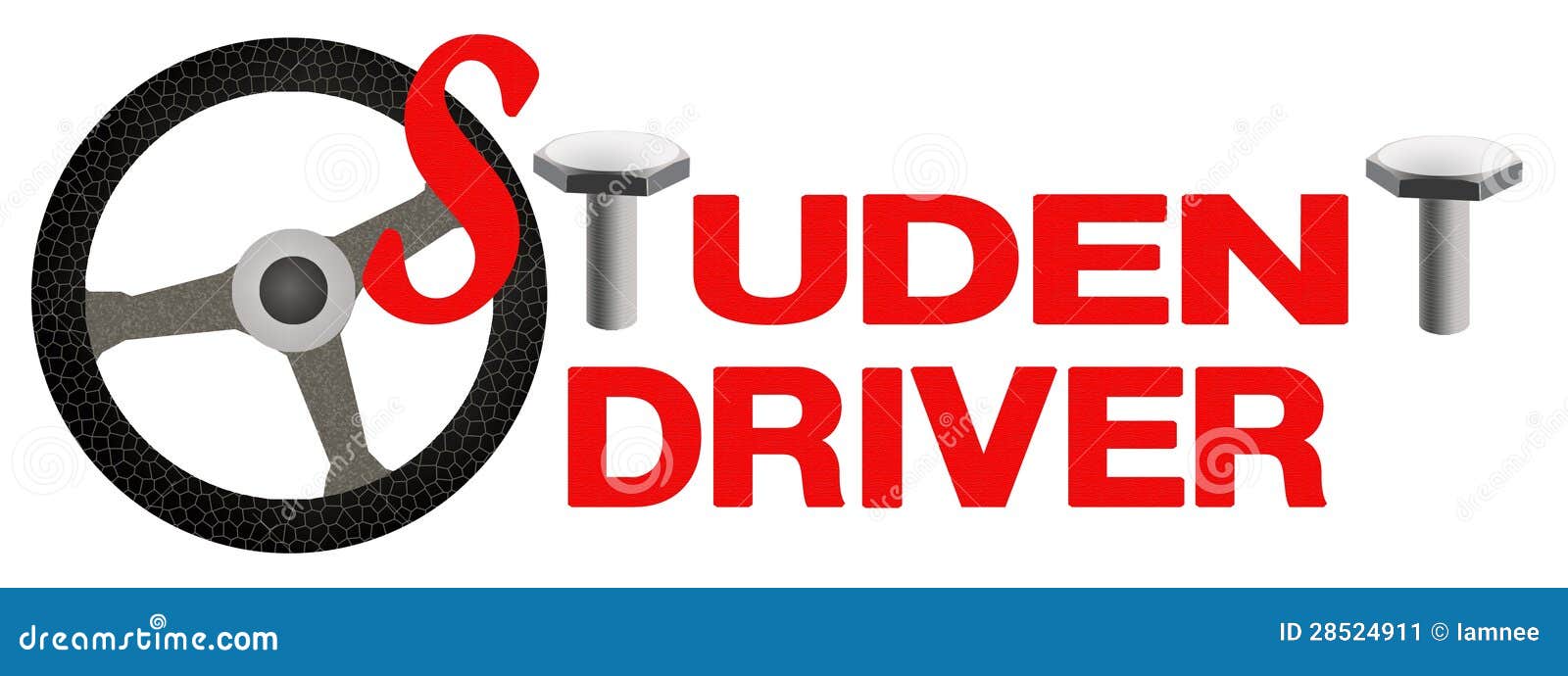 Steering Wheel with Red Colors of Student Driver Sticker Stock