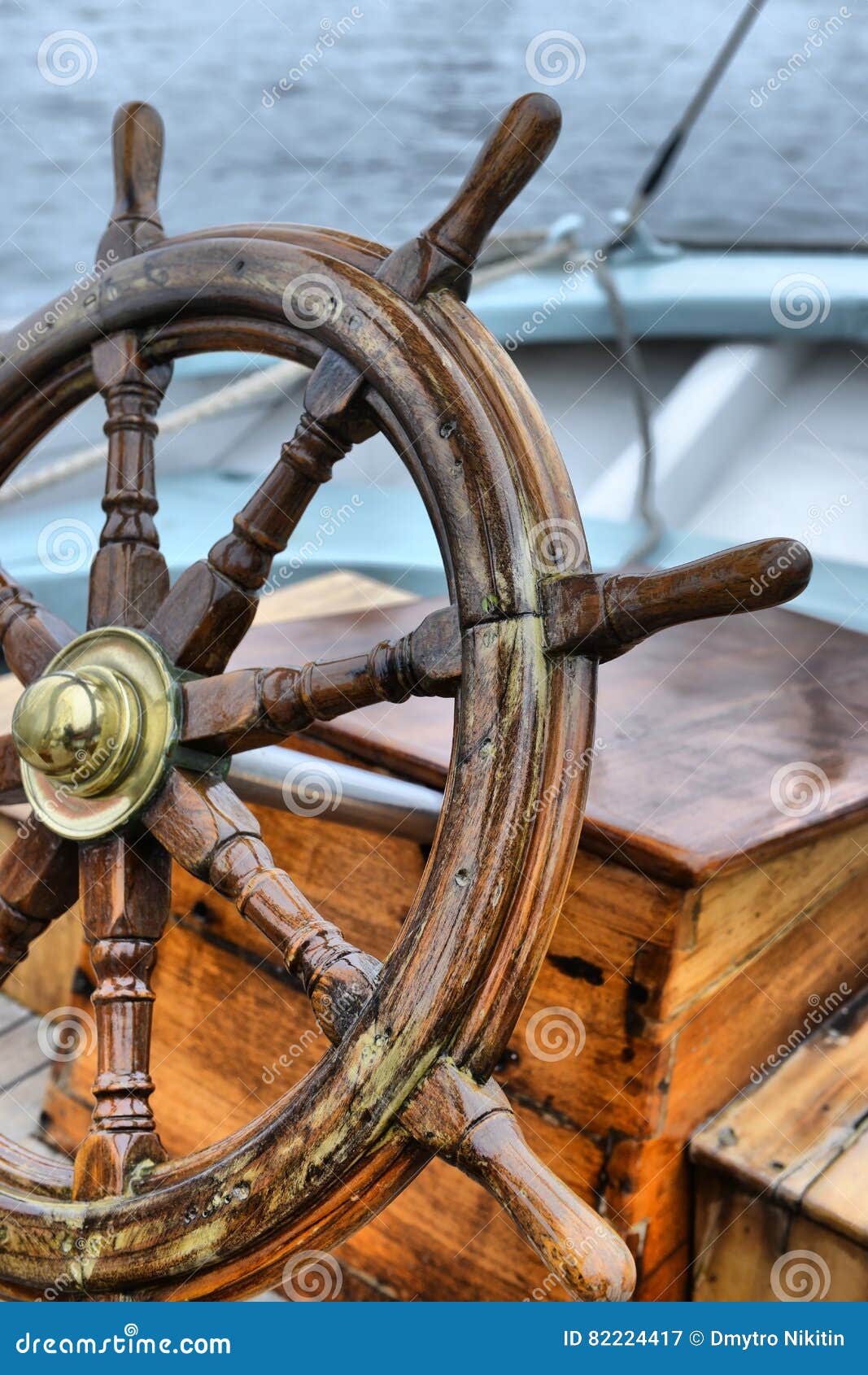 Steering wheel sailboat stock image. Image of shroud 82224417