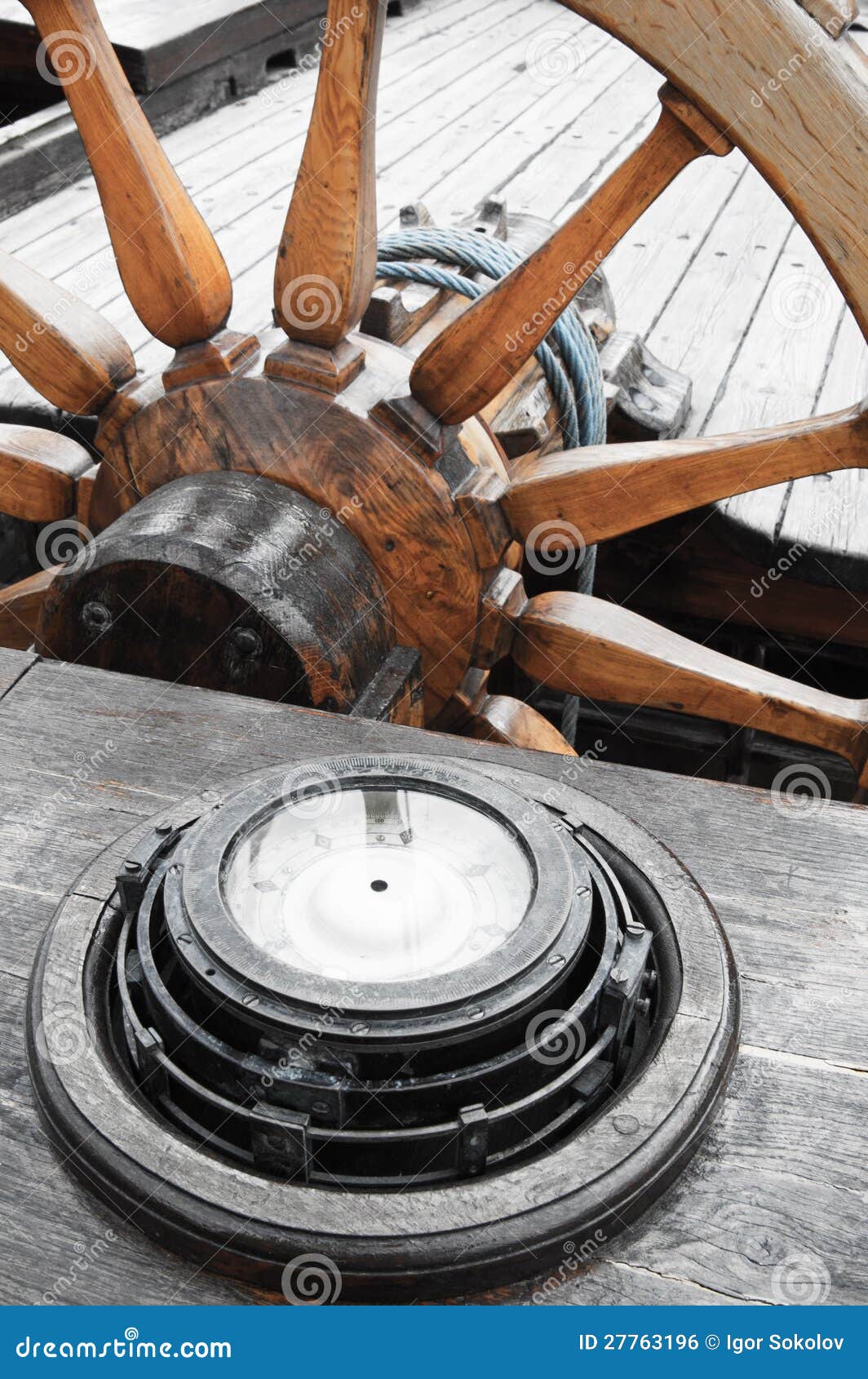 Steering Wheel of a Sailing Vessel Stock Photo Image of recreational