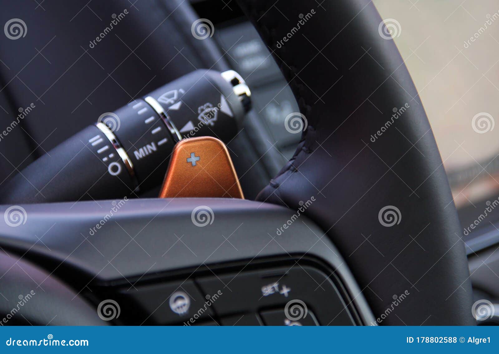 Steering Wheel with Shift Paddles Stock Photo - Image of piece