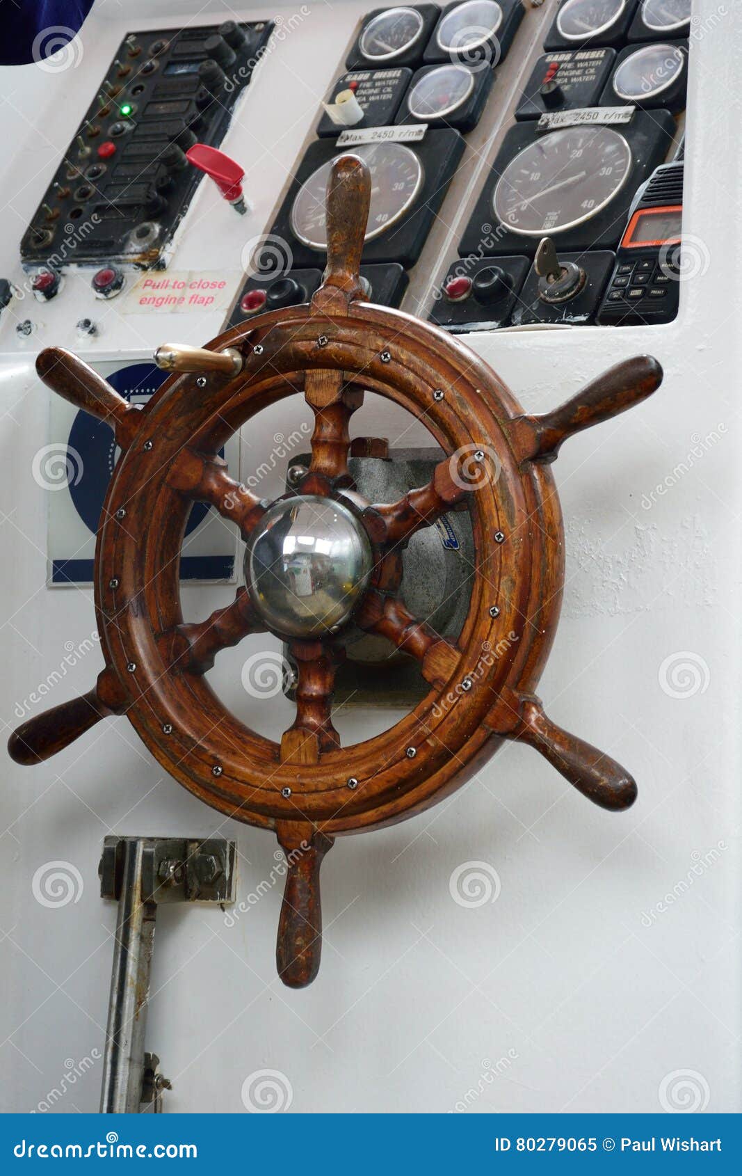 Steering Wheel of Small Boat Stock Image Image of nautical
