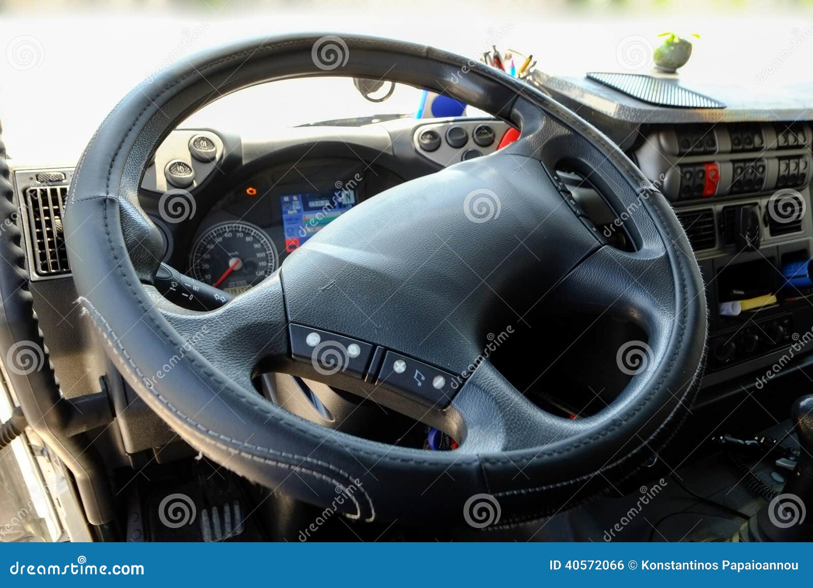 Steering wheel in a truck stock photo. Image of forwarding 40572066