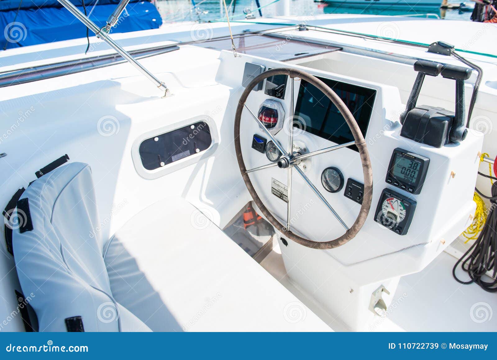 Steering Wheel on the Yacht Stock Image Image of tourism, journey