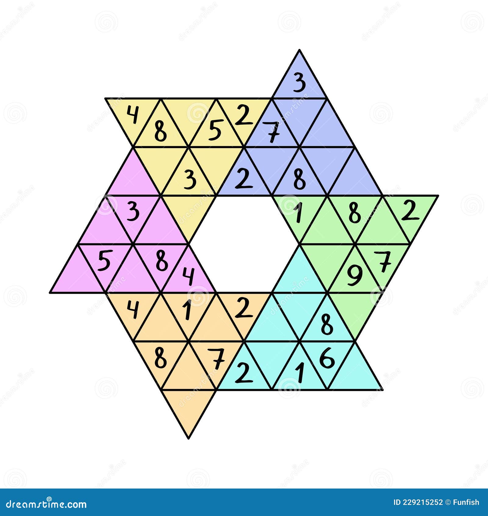 Stella Dell'esagono Sudoku Per Bambini E Adulti Illustrazione Vettoriale  Illustrazione Vettoriale - Illustrazione di scuola, segato: 229215252