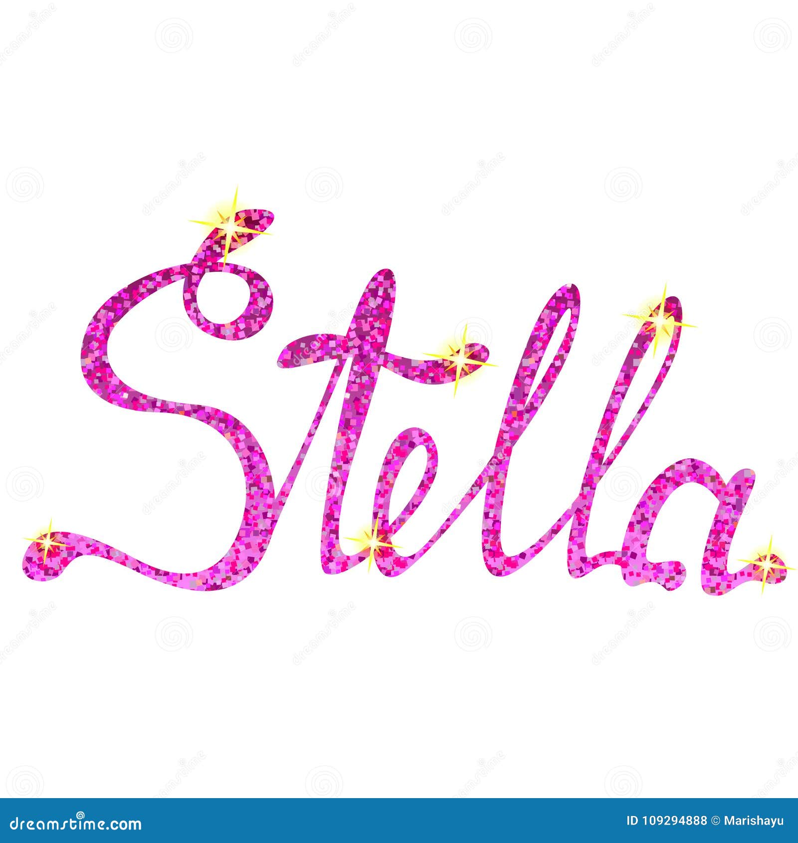 Stella Name Lettering Tinsels Vector Illustration