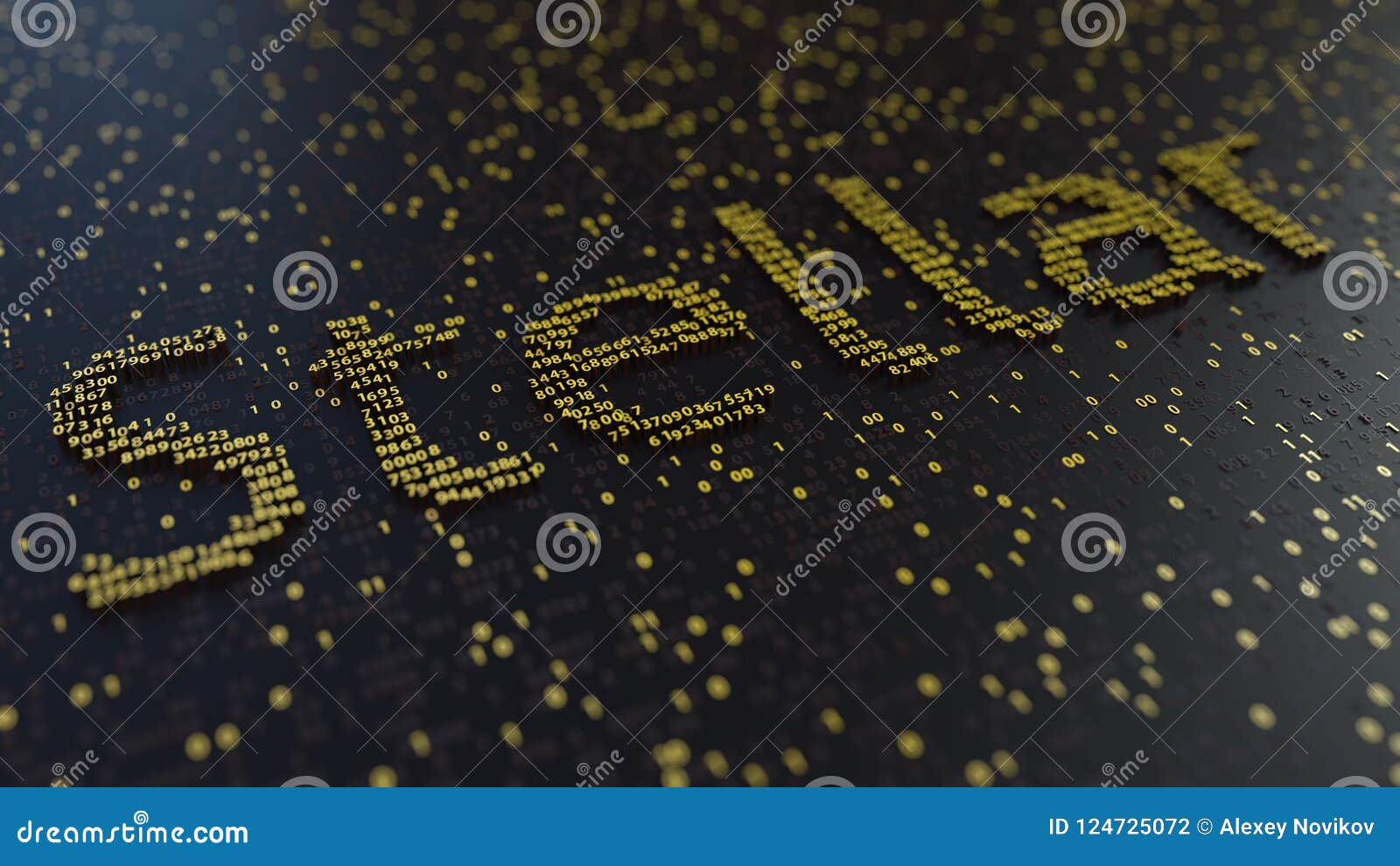 Stellar Word Made of Golden Numbers. 3d Rendering Stock Illustration