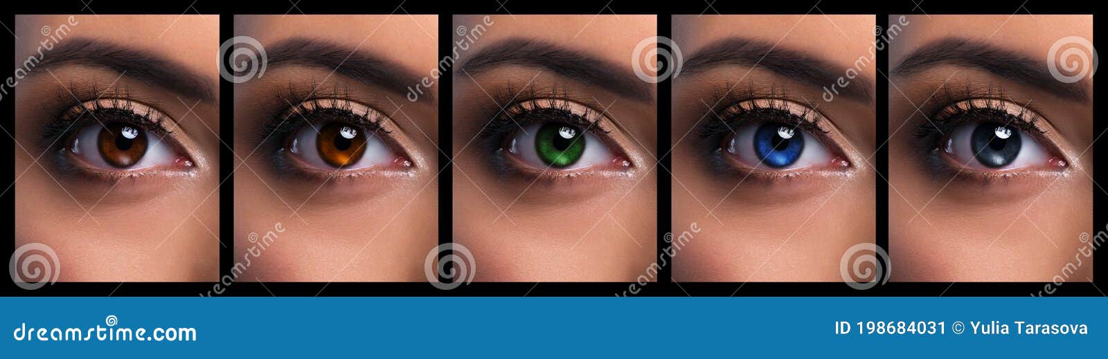 Stellen Sie Von Den Schönen Paare Augen Mit Unterschiedlichem Farbbraun Ein  Haselnuss, Blau, Grau Und Grün Stockbild - Bild von unterschiedlich,  anatomie: 198684031
