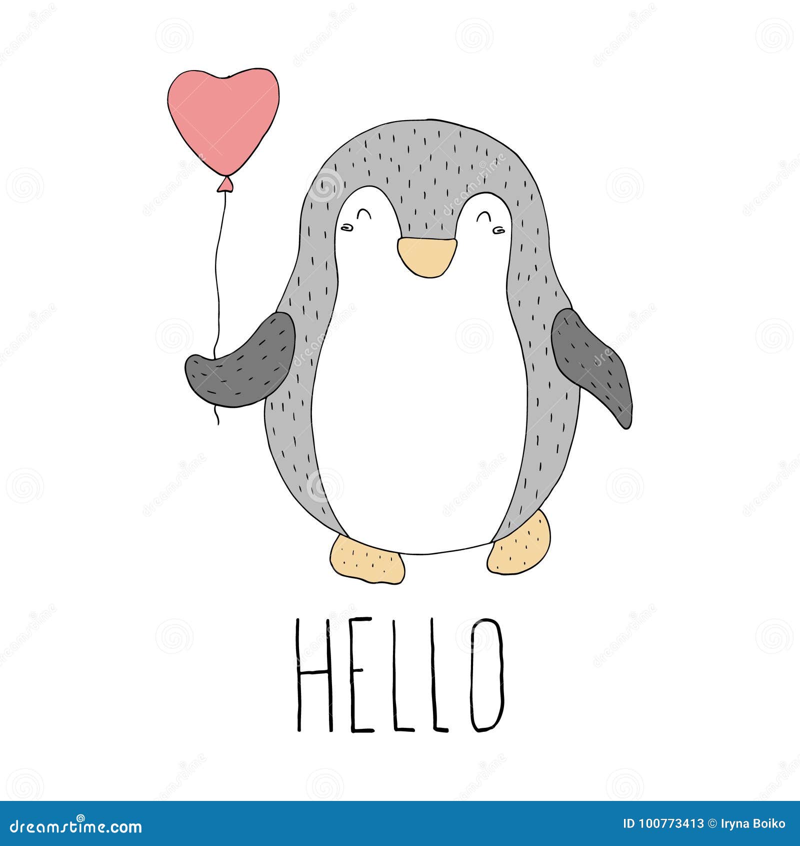 Stellten Nette Hand Gezeichnete Pinguine Grusse Der Frohen Weihnachten Ein Vektor Abbildung Illustration Von Stellten Pinguine