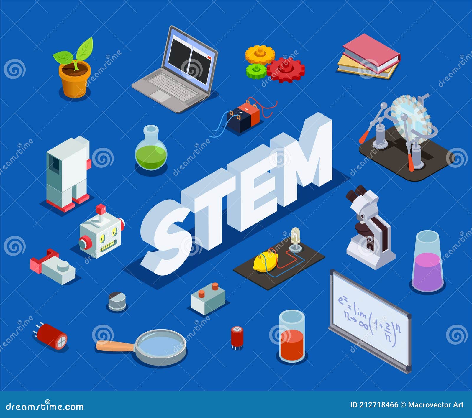 Scientific Education Isometric Composition Stock Vector Illustration