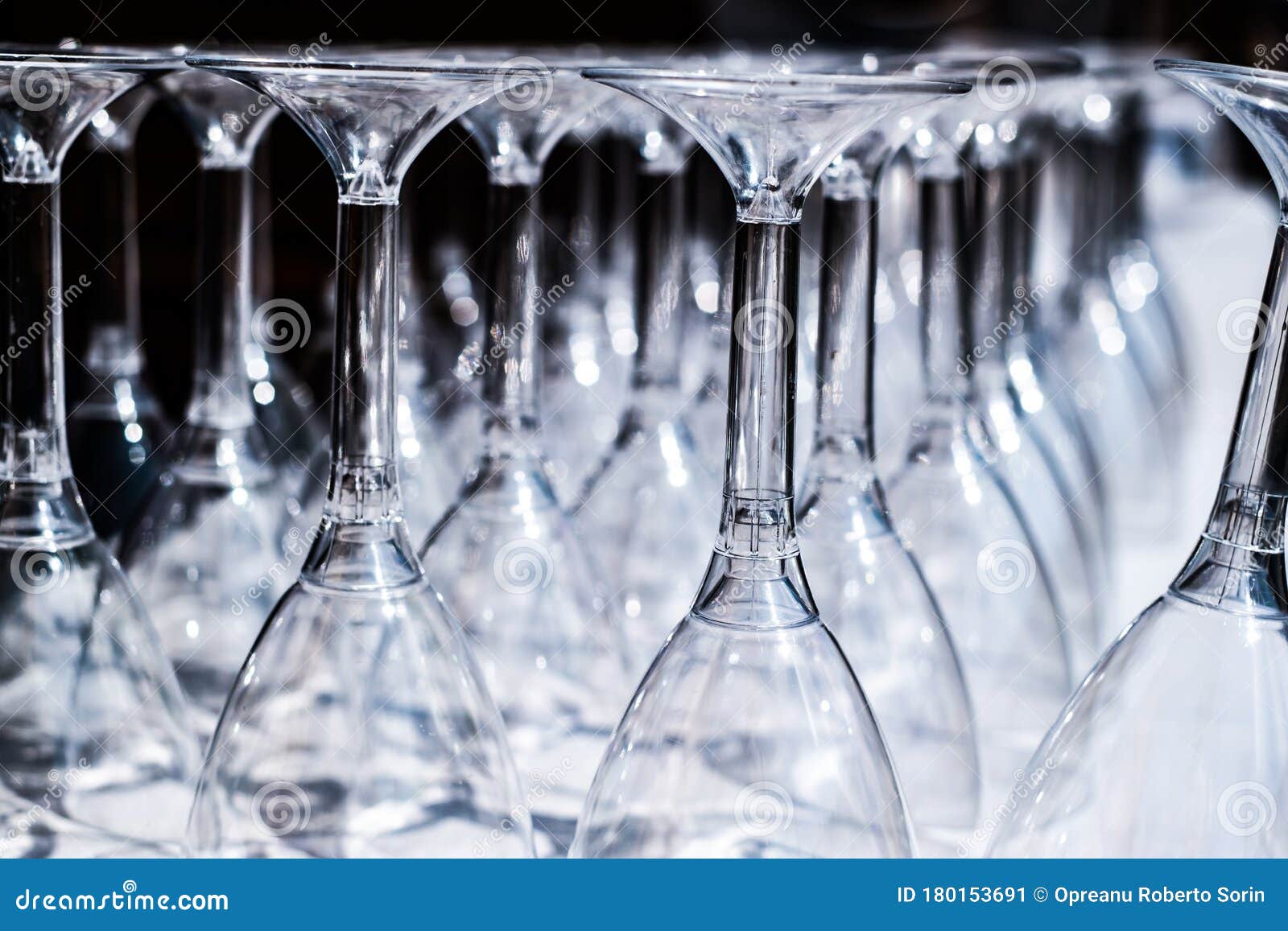 Wine glasses upside down stock image. Image of beverage 180153691