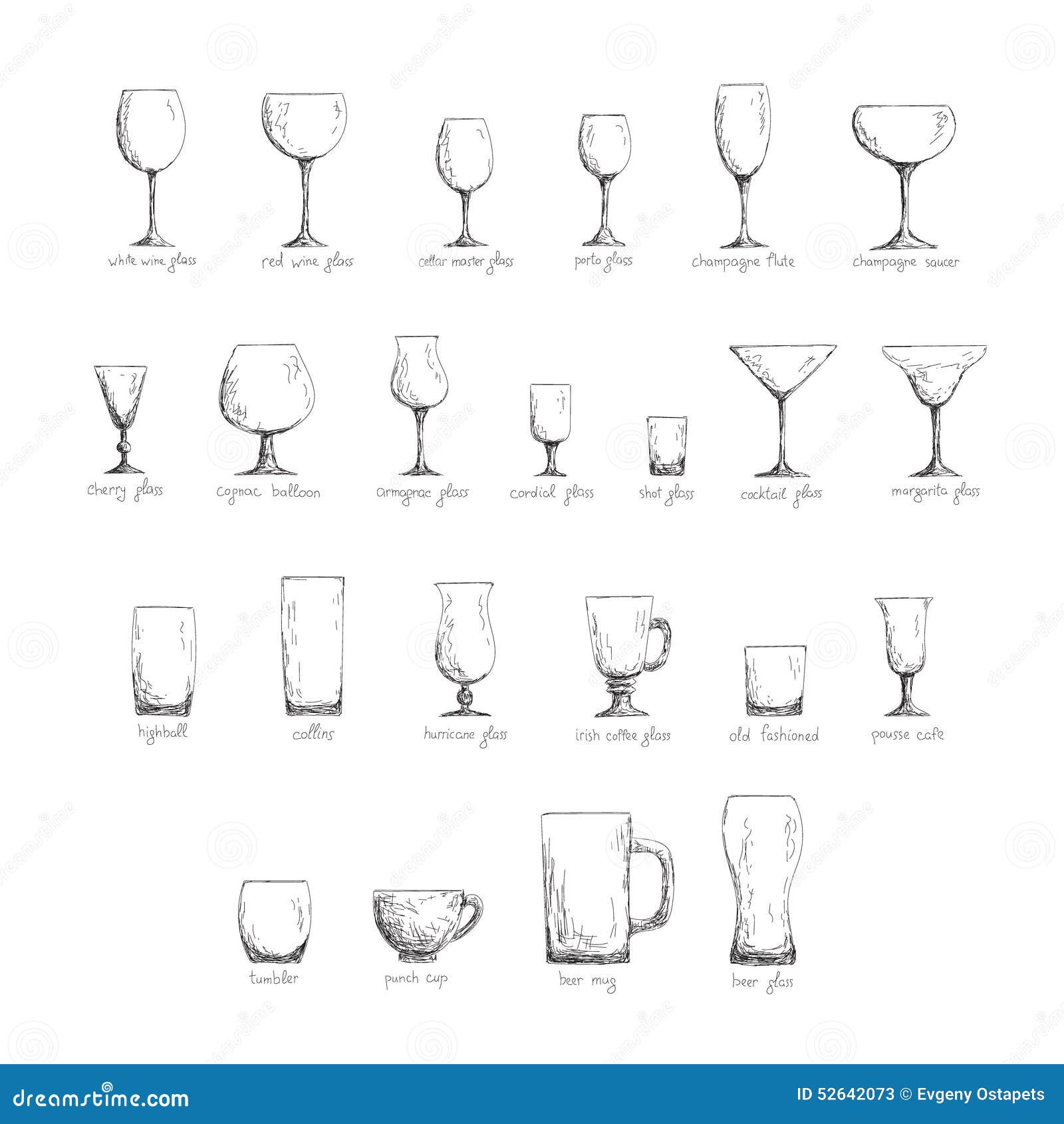 Download Stemware Set, Black And White Stock Vector - Image: 52642073