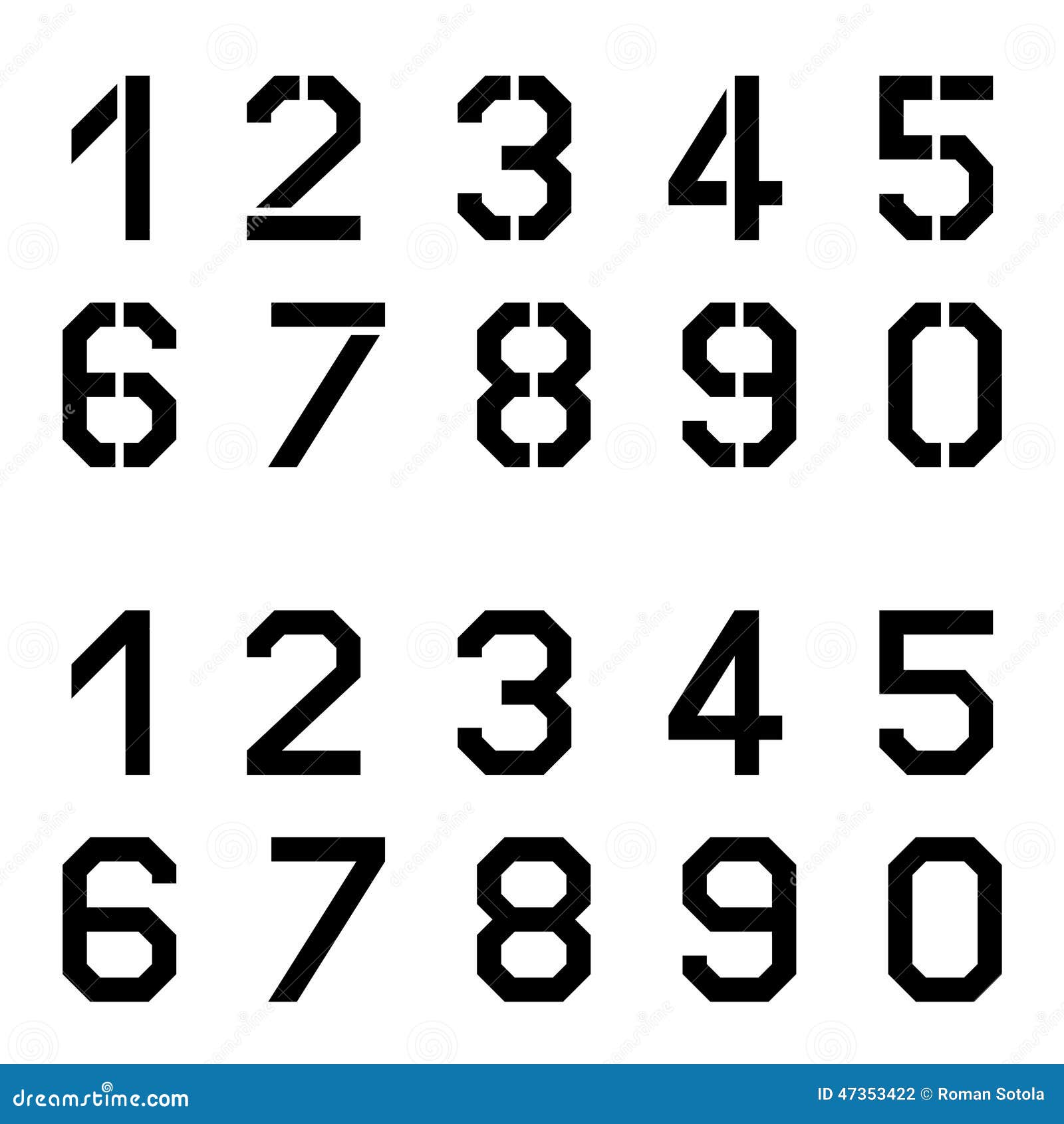 stencil angular font numbers