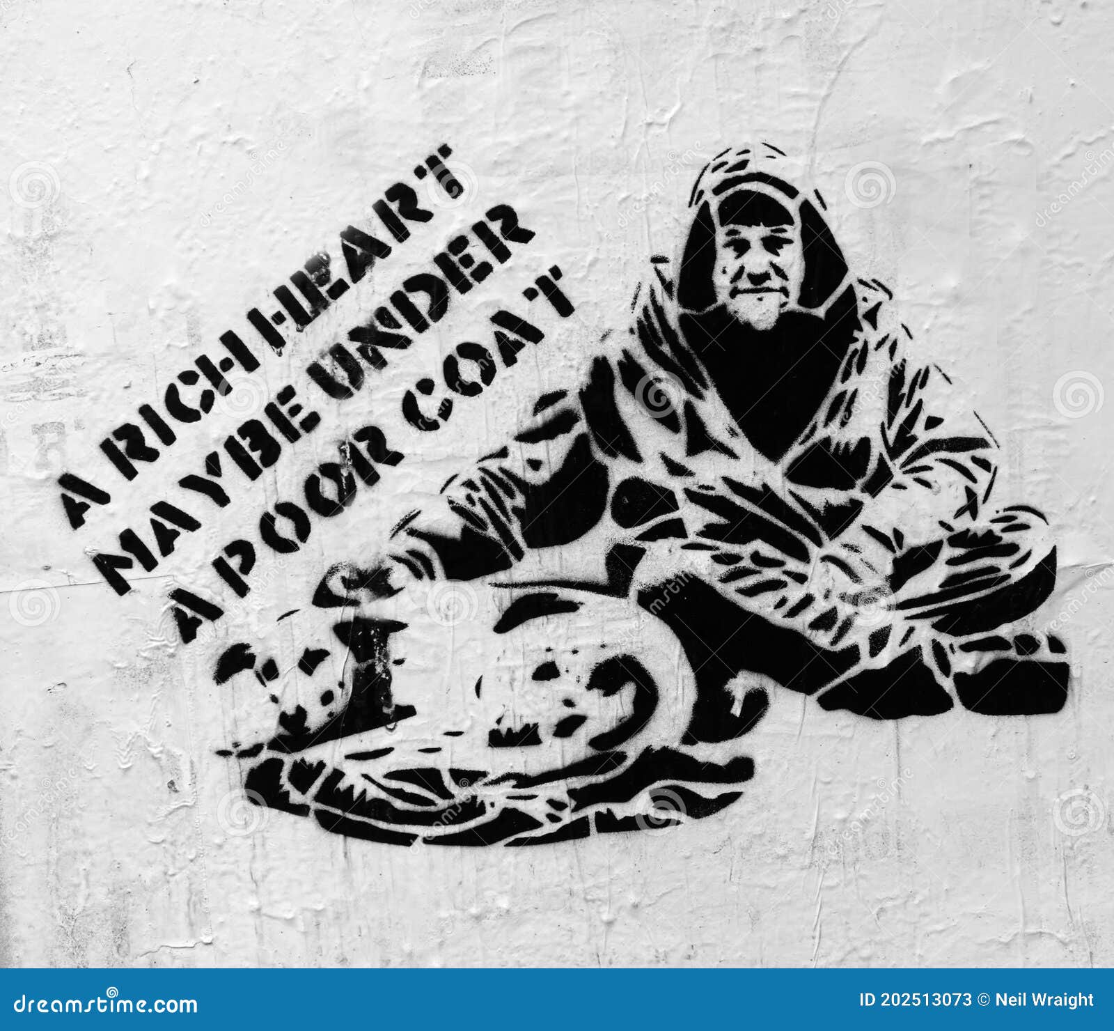Integrar entregar servidor Stencil Street Art with a Message. Homeless Man and His Dog. Editorial  Stock Photo - Image of drawn, heart: 202513073
