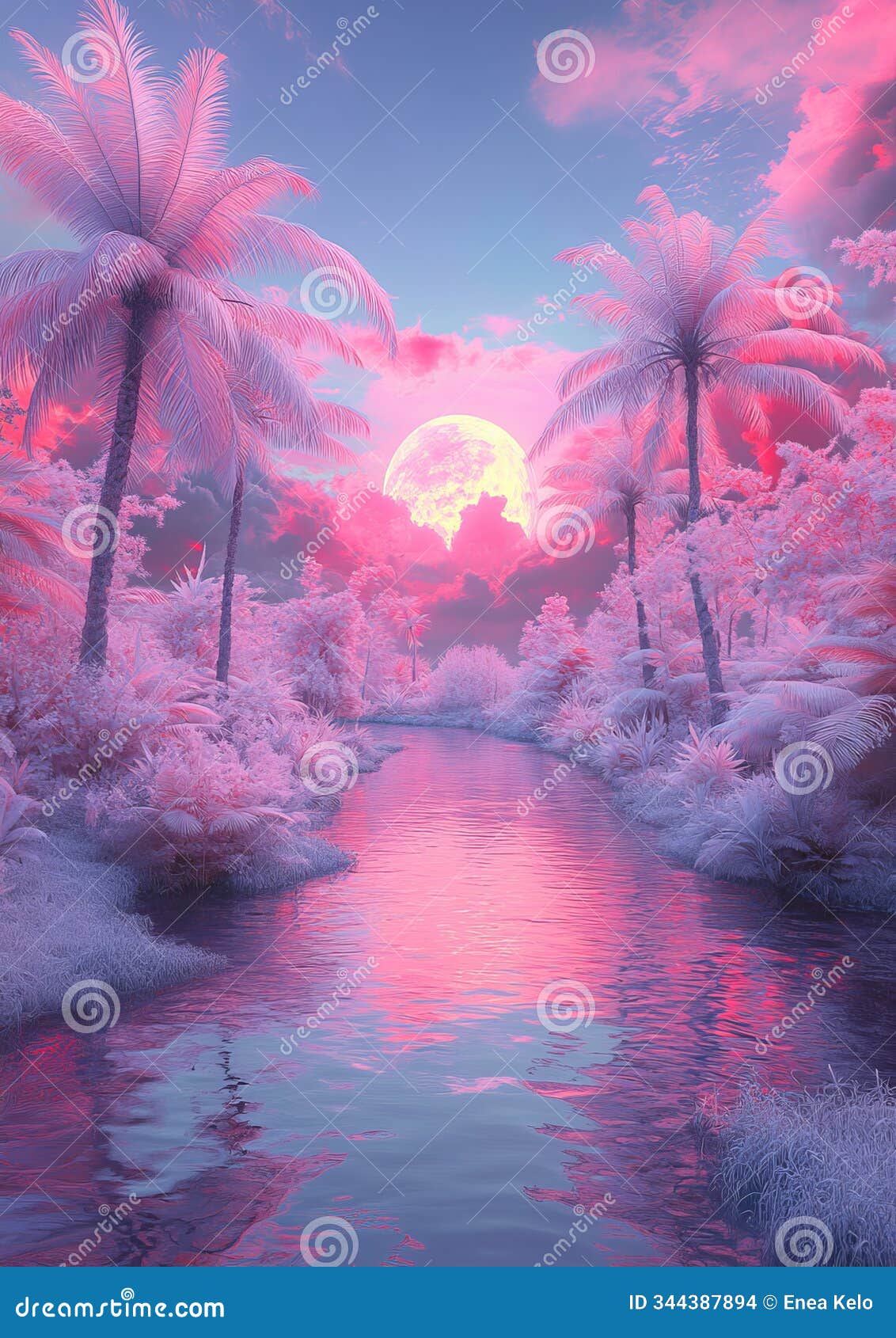 neon glow in a tropical garden