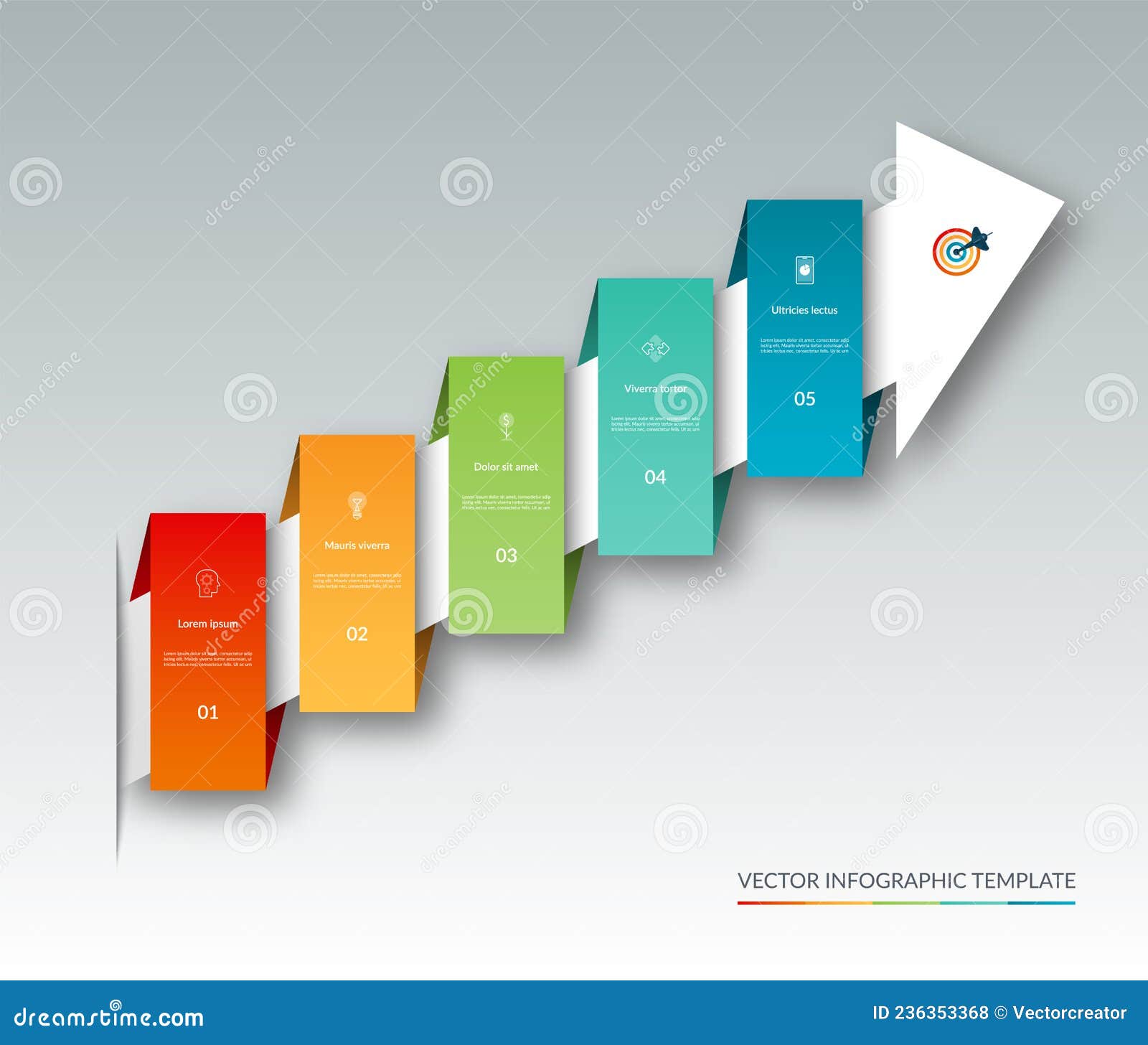 5-step infographic up arrow template. business growth concept. can be used for web, timeline, diagram, chart, graph.