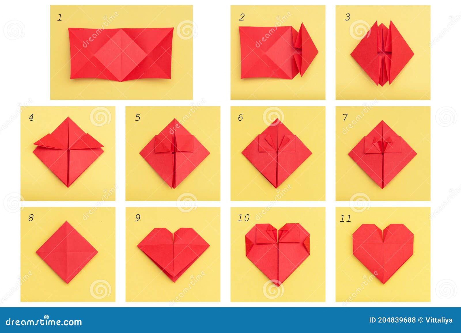 Step by Step Instruction How To Make Paper Heart. DIY Concept Stock Photo -  Image of origami, love: 204839688