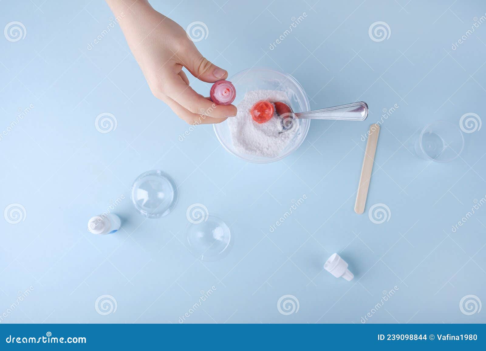 step by step instruction: how to make salt bomb. concept of diy and children`s creativity and experiences. step6 add two drops of