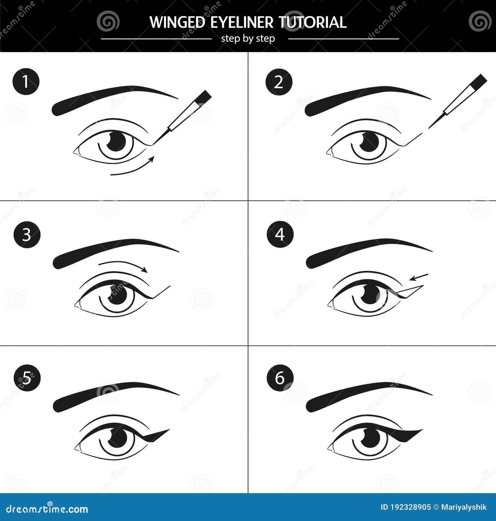 Angreb computer Hverdage Step-by-step Instruction on How To Useand Apply Eyeliner. Vector Eyes Icons  Stock Vector - Illustration of instruction, black: 192328905