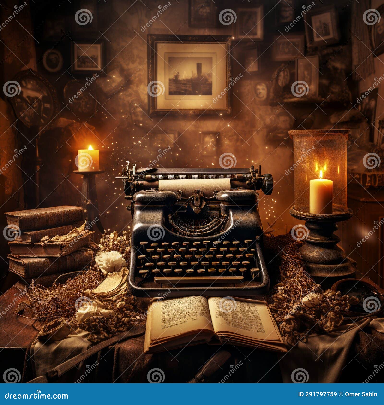 Vintage Typewriter with Scattered Inkstained Keys Stock Image Image