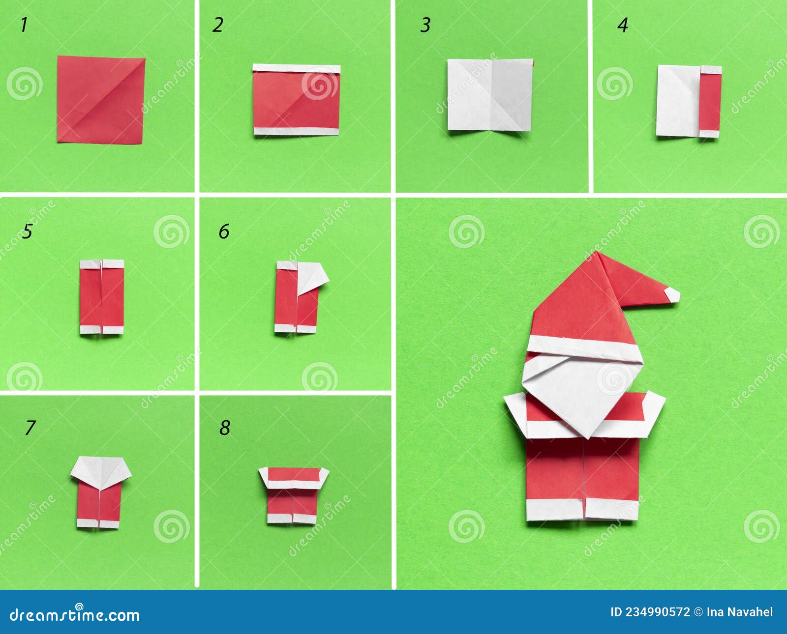 Step by Step Photo Instruction How To Make Origami Paper Santa Pants. Simple  Diy Kids Children S Concept Stock Photo - Image of learn, flatlay: 234990572