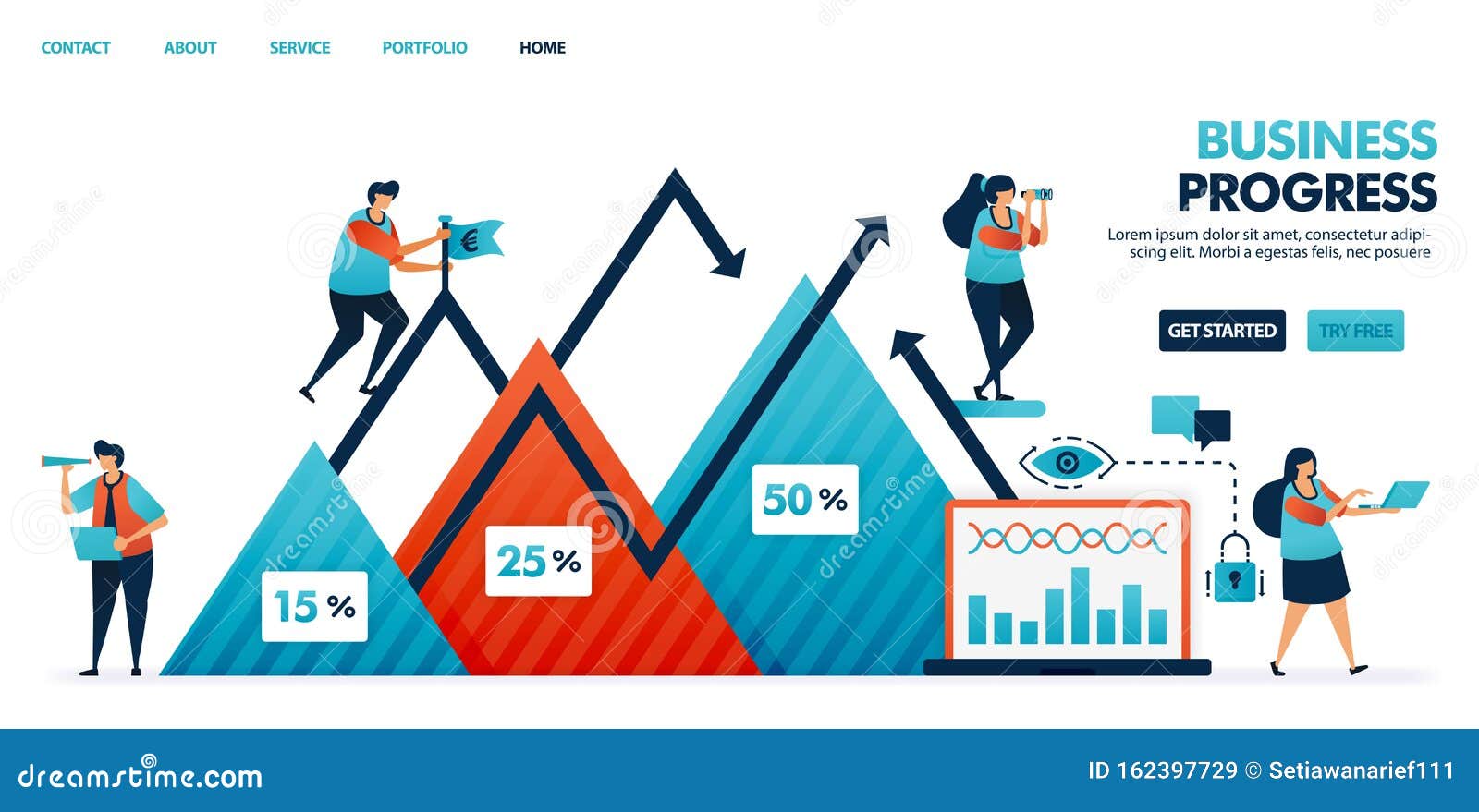 step of progress in business and corporate strategy plan report. chart in business. company profits in a triangle chart.