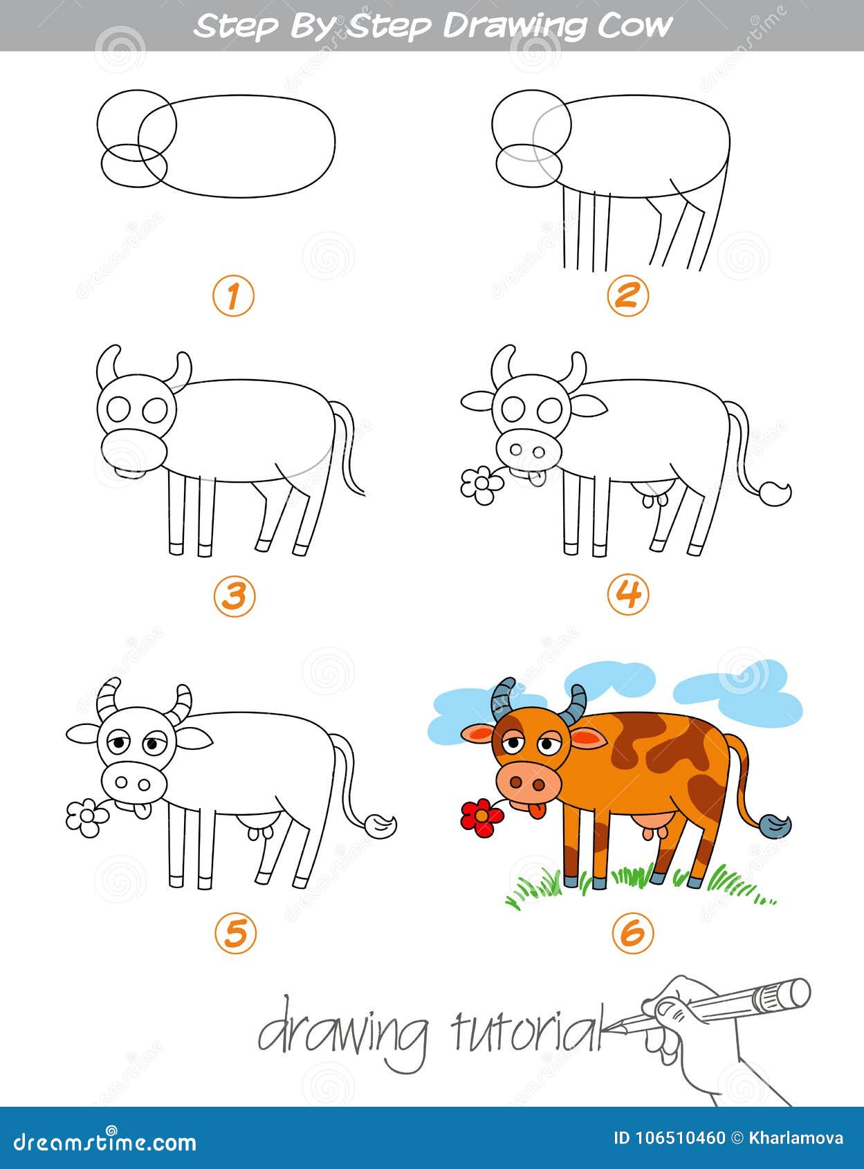 Step By Step Drawing Cow Stock Vector Illustration Of Image