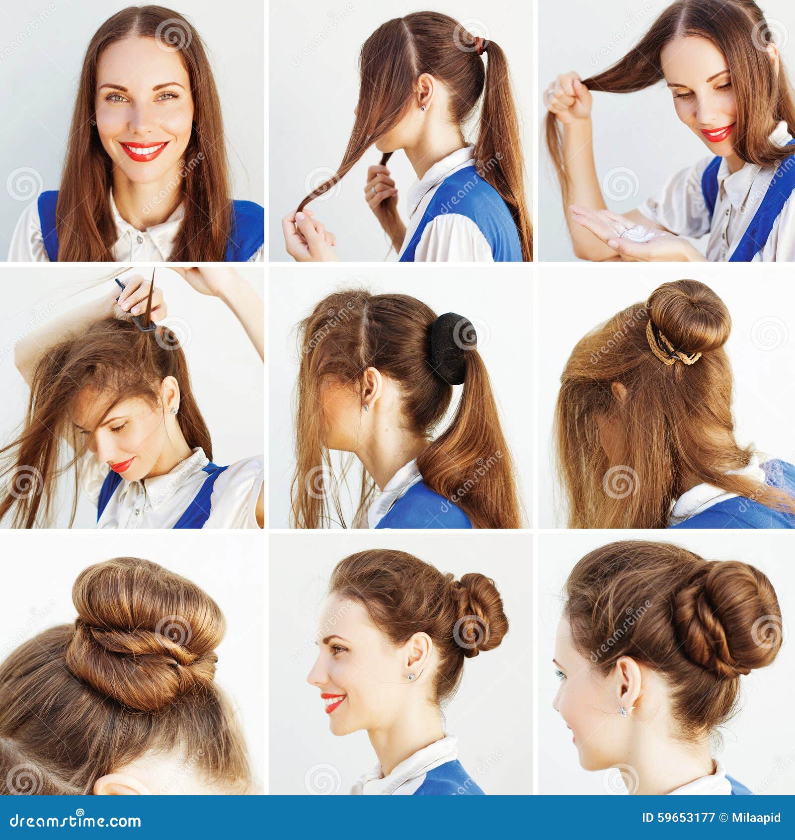 Ponytail Hairstyle Tutorial Stock Image - Image of hairstyle, simple:  186235393