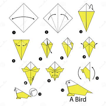 Step by Step Instructions How To Make Origami a Bird. Stock Vector ...