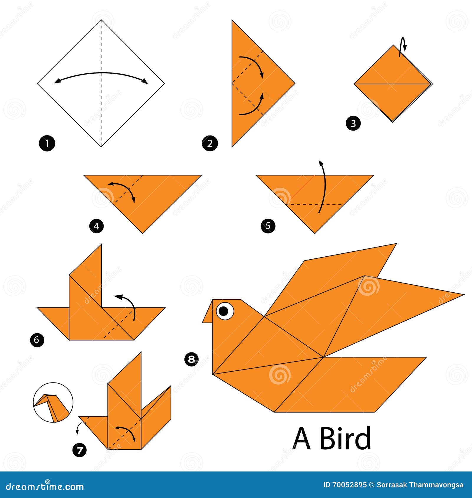 step by step instructions how to make origami a bird.