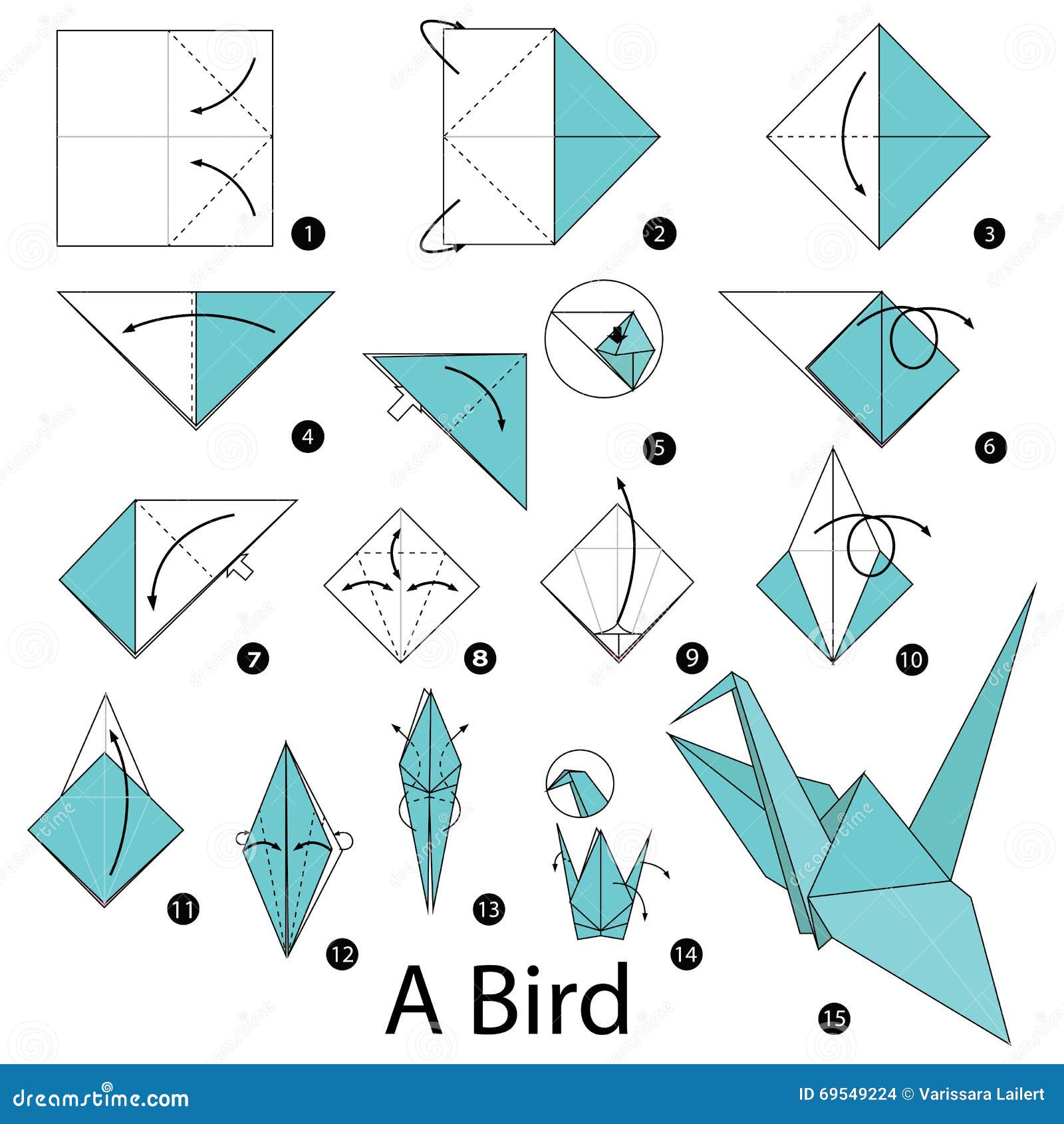 step by step instructions how to make origami a bird.