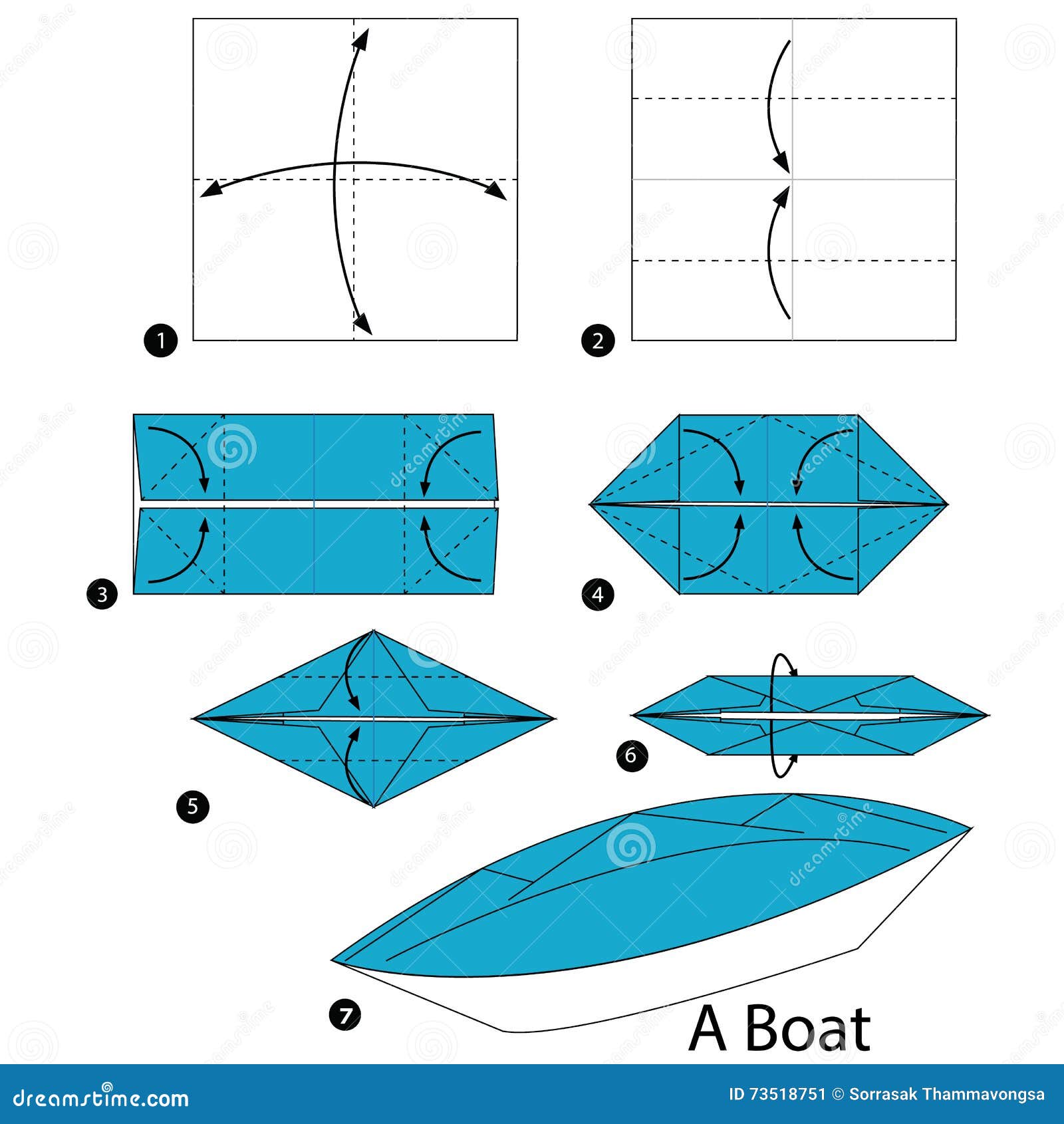 step by step instructions how to make origami a boat