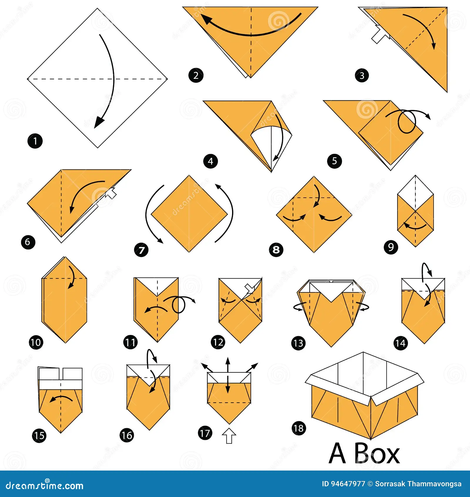 Step by Step Instructions How To Make Origami a Box Stock Vector