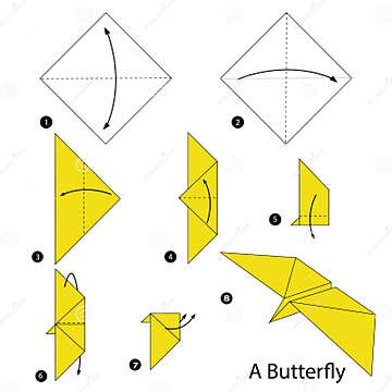 Step by Step Instructions How To Make Origami a Butterfly. Stock Vector ...