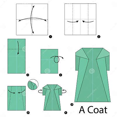 Step by Step Instructions How To Make Origami a Coat. Stock Vector ...