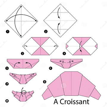 Step by Step Instructions How To Make Origami a Croissant. Stock Vector ...